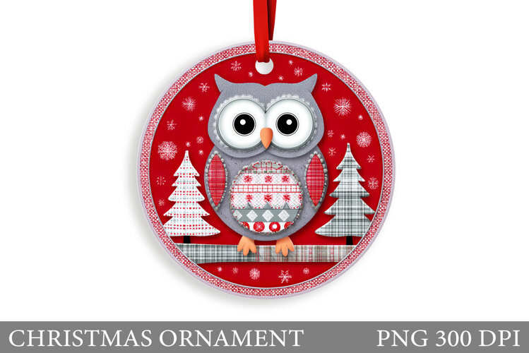 Christmas Owl Christmas Ornament. Christmas Owl Sublimation example image 1