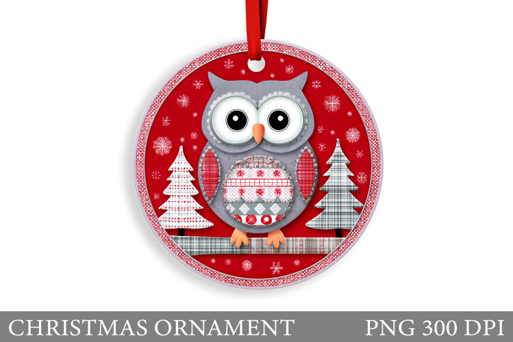 Christmas Owl Christmas Ornament. Christmas Owl Sublimation
