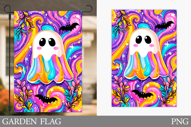 Cute Ghost Garden Flag. Halloween Garden Flag Design