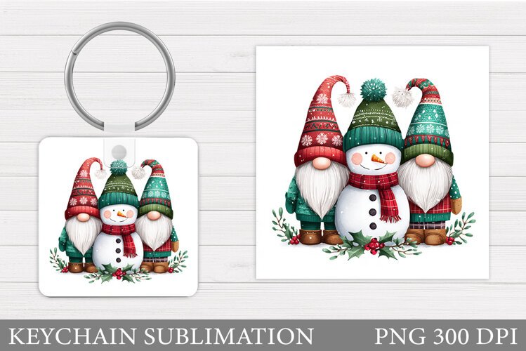 Christmas Gnome Keychain. Christmas Keychain Sublimation example image 1