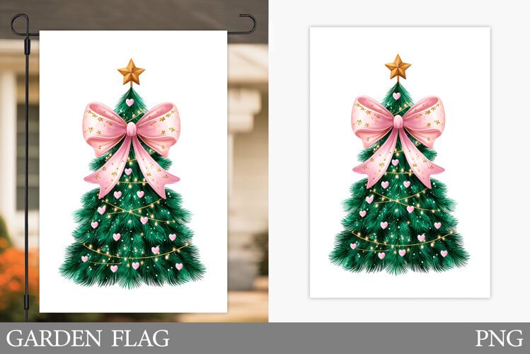 Christmas Tree Garden Flag. Merry Christmas Garden Flag example image 1