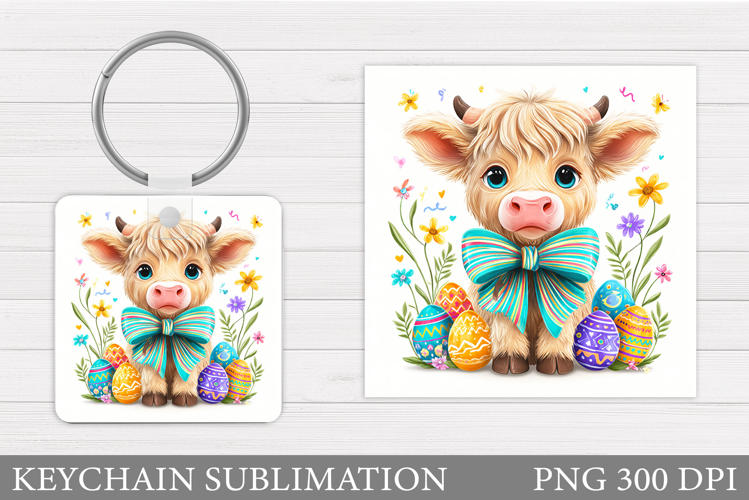 Easter Cow Keychain Design. Easter Keychain Sublimation