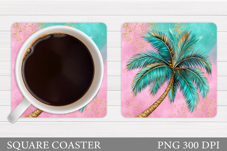 Palm Tree Coaster Design. Sea Coaster Sublimation example image 1