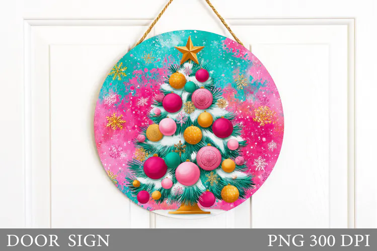 Christmas Tree Door Sign. Christmas Door Sign Design
