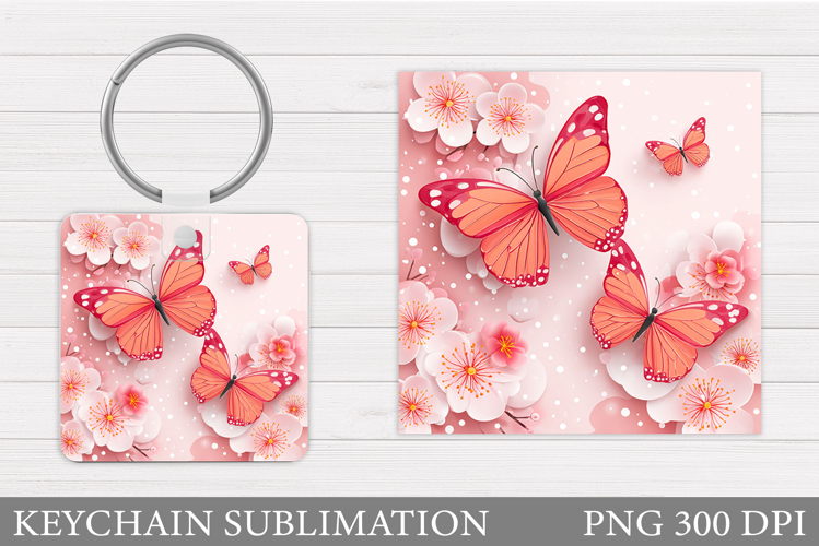 Butterflies Keychain Design. Butterfly Keychain Sublimation