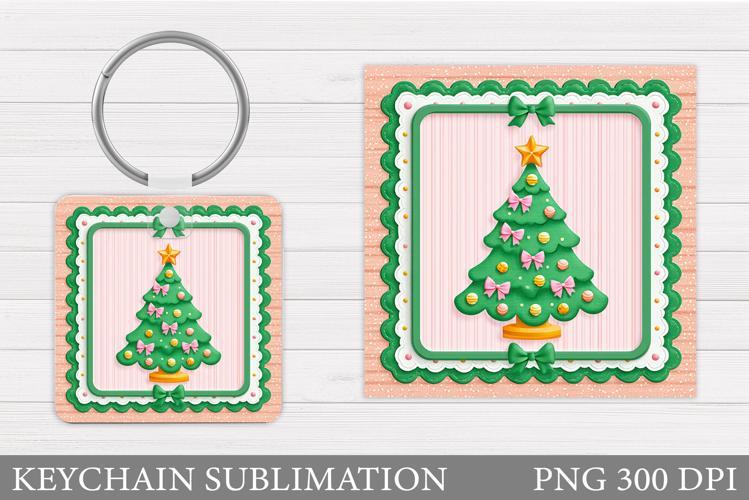 Christmas Tree Keychain. Christmas Keychain Sublimation