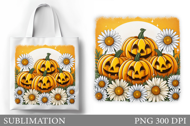 Halloween Pumpkin Sublimation. Cute Pumpkin Tote Bag Design