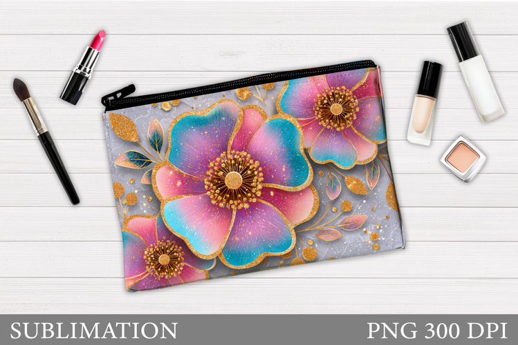Flowers Makeup Bag Design. Floral Makeup Pouch Sublimation
