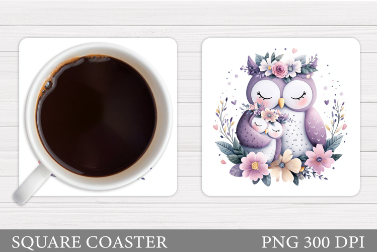 Cute Owls Coaster Design. Cute Owls Sublimation