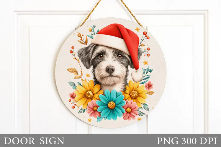 Christmas Dog Door Sign. Christmas Door Sign Design