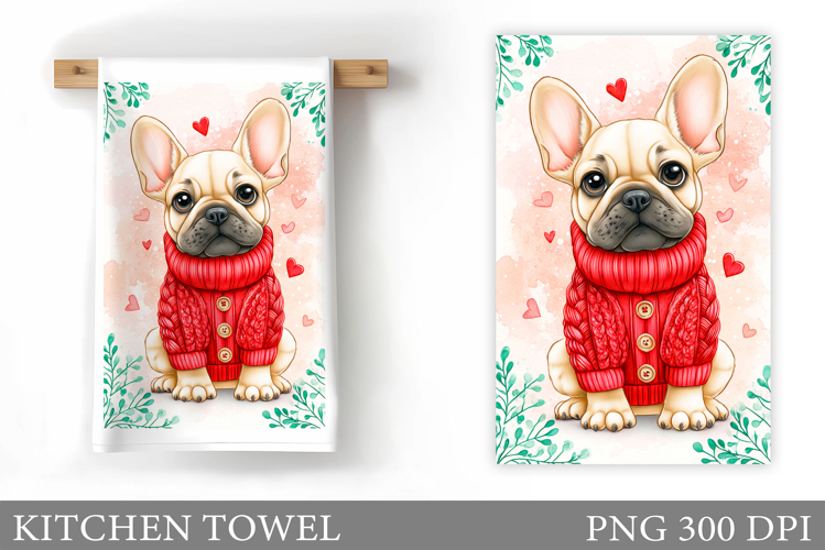 Cute Dog Kitchen Towel. Valentine Kitchen Towel Design