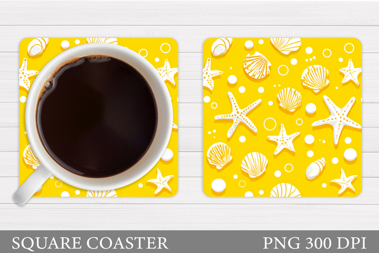 Starfish Coaster Design. Seashell Coaster Sublimation