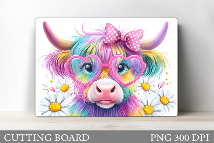 Cute Cow Cutting Board Design. Cow Flowers Cutting Board example image 1
