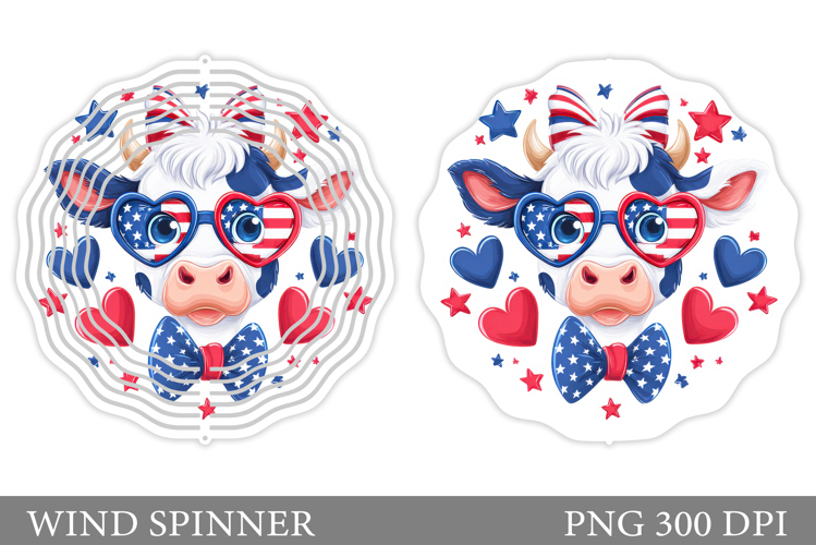 Patriotic Cow Wind Spinner. Patriotic Wind Spinner Design