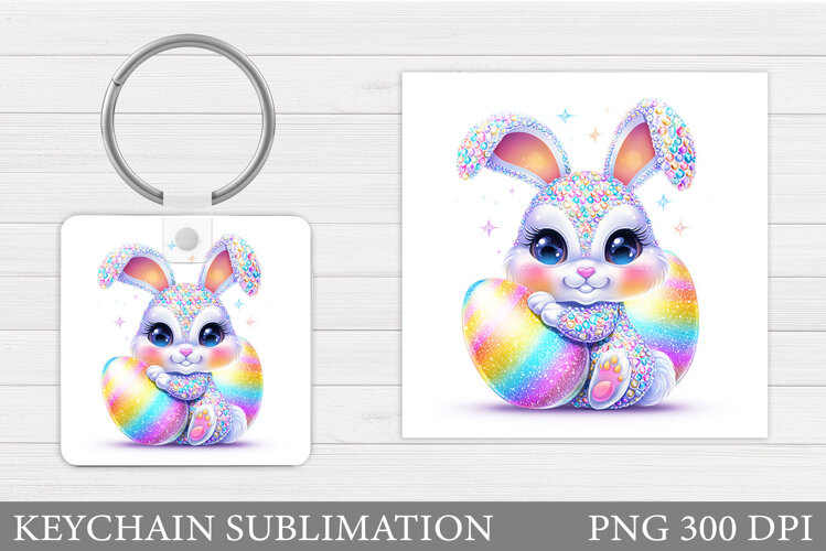 Easter Bunny Keychain Design. Easter Keychain Sublimation example image 1