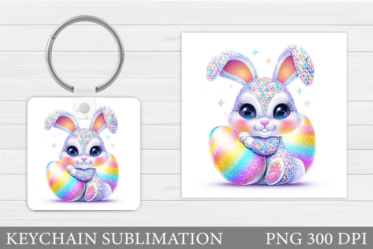 Easter Bunny Keychain Design. Easter Keychain Sublimation