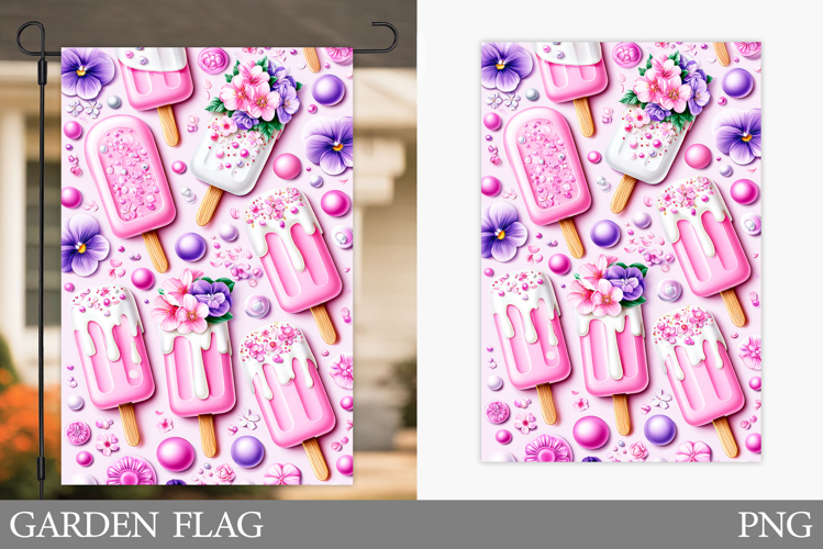 Ice Cream Garden Flag Design. Summer Garden Flag Sublimation
