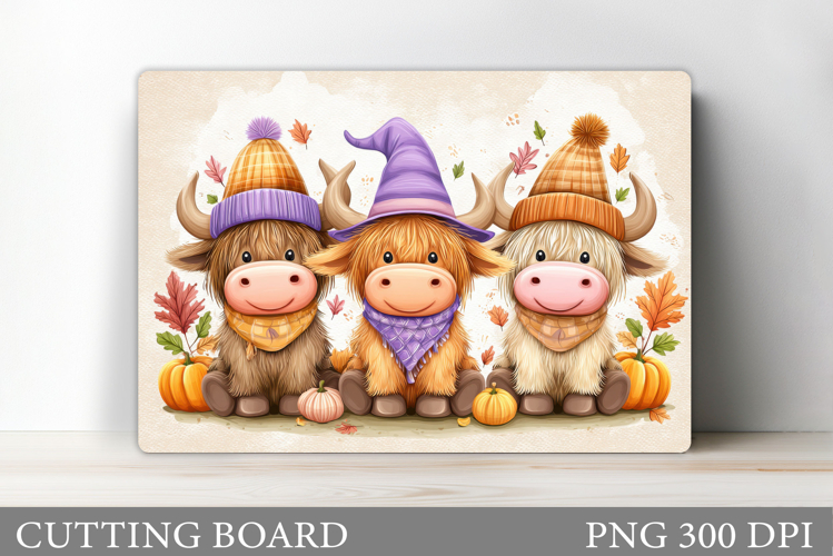 Highland Cow Cutting Board. Fall Cow Cutting Board Design