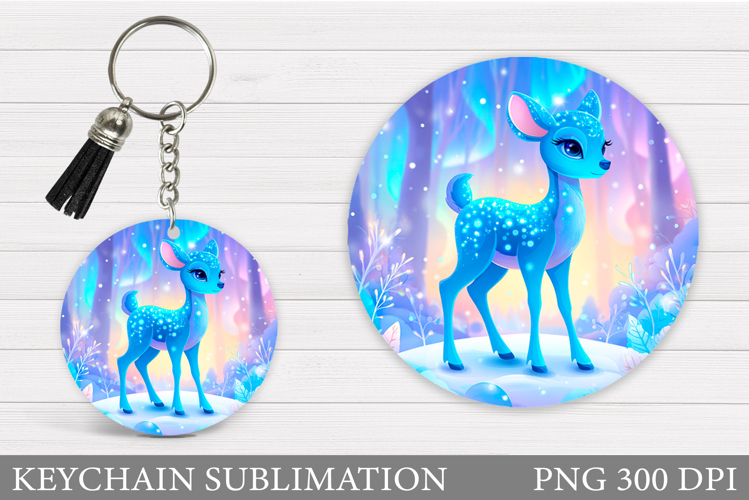 Reindeer Keychain Design. Winter Deer Keychain Sublimation