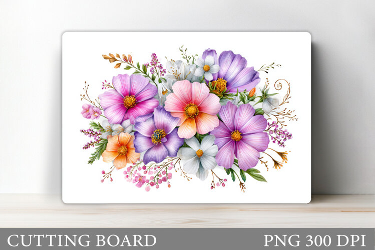 Flowers Cutting Board Sublimation. Wildflowers Cutting Board example image 1
