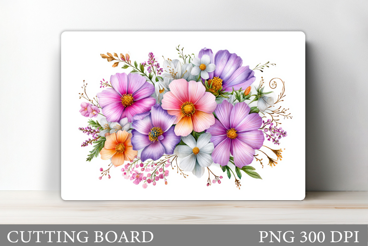 Flowers Cutting Board Sublimation. Wildflowers Cutting Board