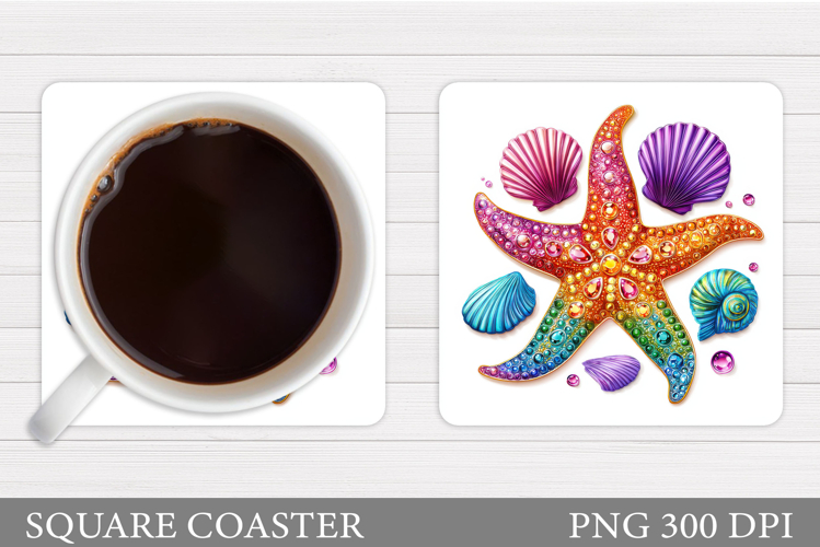 Starfish Coaster Sublimation. Seashell Coaster Design