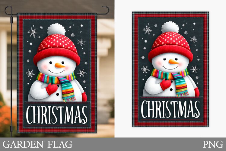 Snowman Garden Flag. Christmas Garden Flag Design example image 1