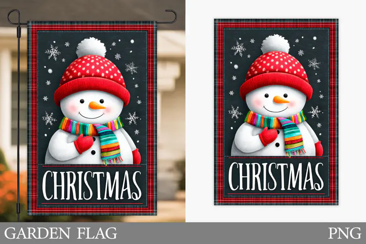 Snowman Garden Flag. Christmas Garden Flag Design