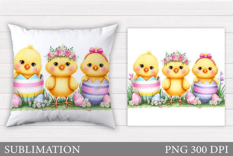 Easter Chick Pillow Sublimation. Easter Pillow Design