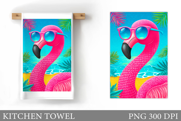 Flamingo Kitchen Towel Design. Summer Kitchen Towel