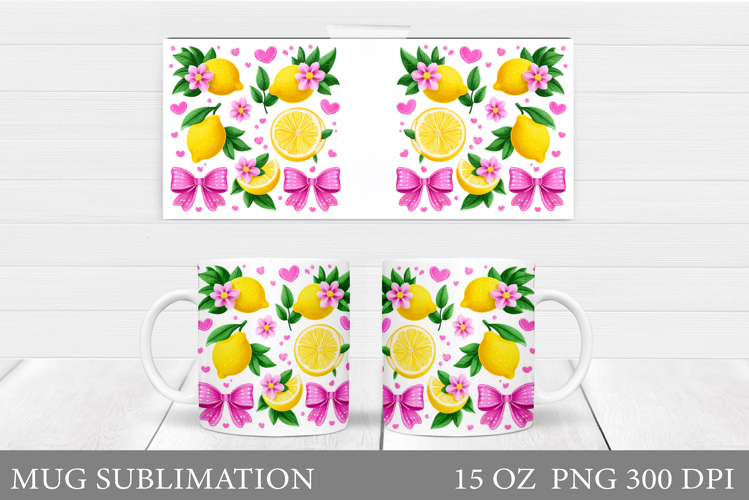 Lemons Mug Design. Summer Mug Sublimation