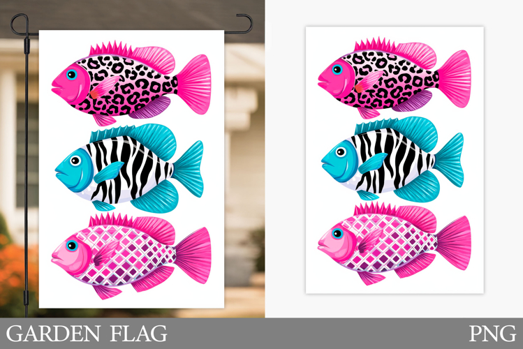 Fish Garden Flag Design. Fish Sublimation