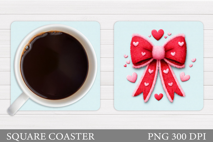 Valentines Bow Coaster. Valentines Coaster Sublimation