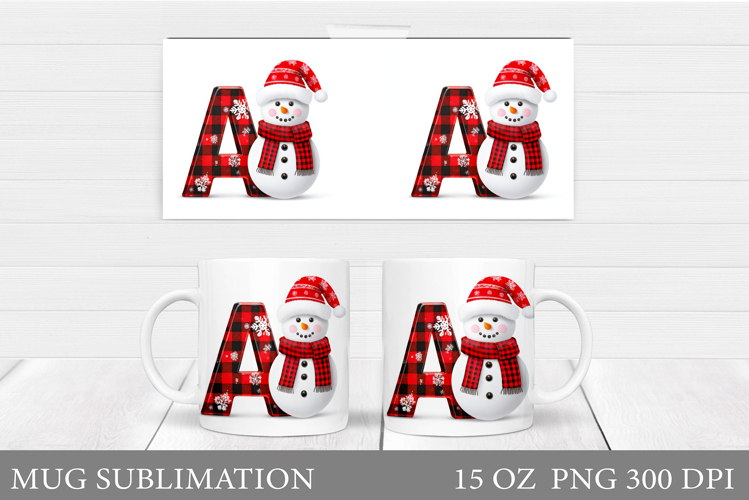 Christmas Letter A Sublimation. Christmas Mug Design