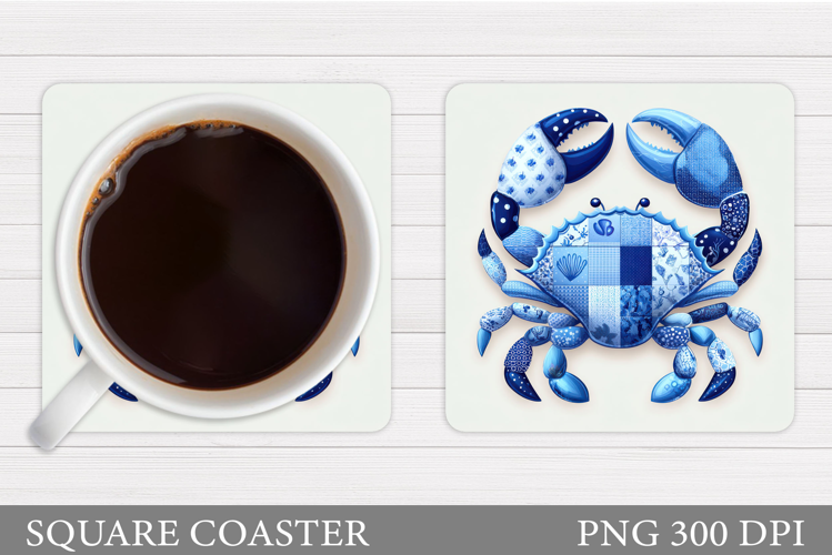Patchwork Crab Coaster Design. Patchwork Crab Sublimation