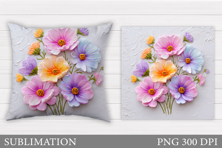 Wildflowers Pillow Sublimation. Flowers Sublimation