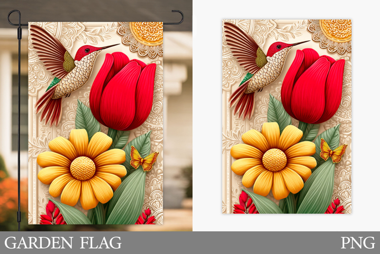 Hummingbird Garden Flag. Bird Garden Flag Sublimation