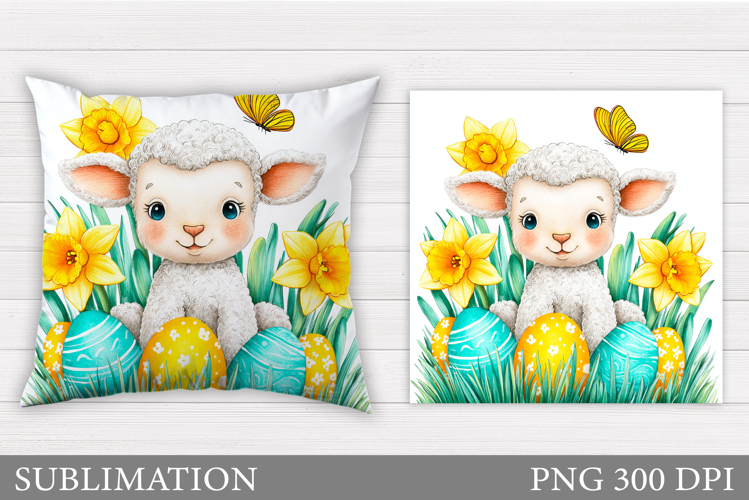 Easter Lamb Pillow Design. Easter Pillow Sublimation
