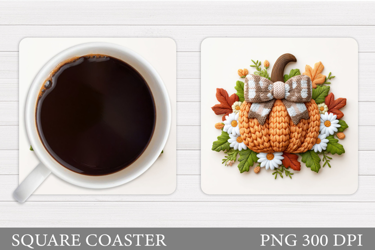 Crochet Pumpkin Coaster. Fall Coaster Sublimation