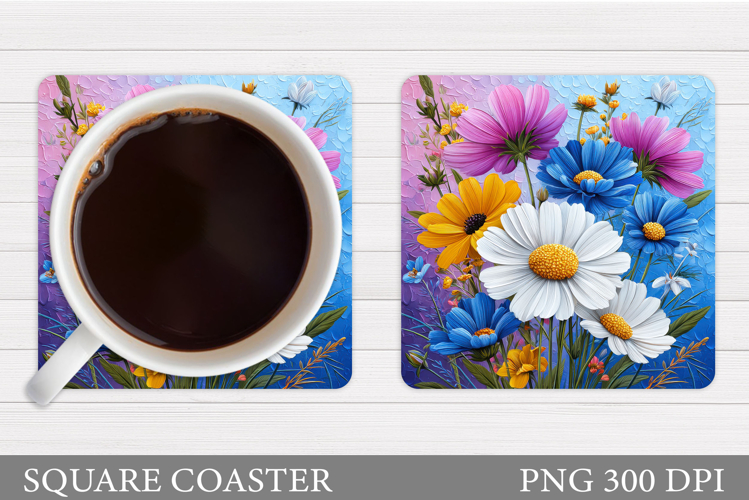 Wildflowers Coaster Design. Flowers Coaster Sublimation