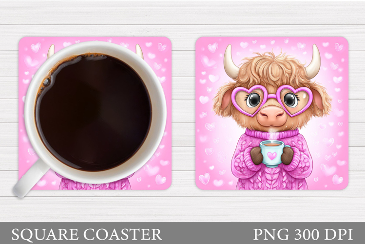 Valentines Cow Coaster Design. Valentines Square Coaster