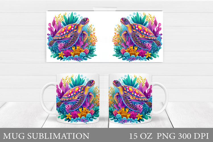 Turtle Mug Sublimation. Sea Turtle Mug Design