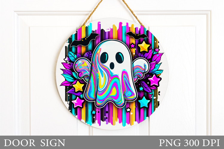 Cute Ghost Door Sign Design. Halloween Door Sign Sublimation