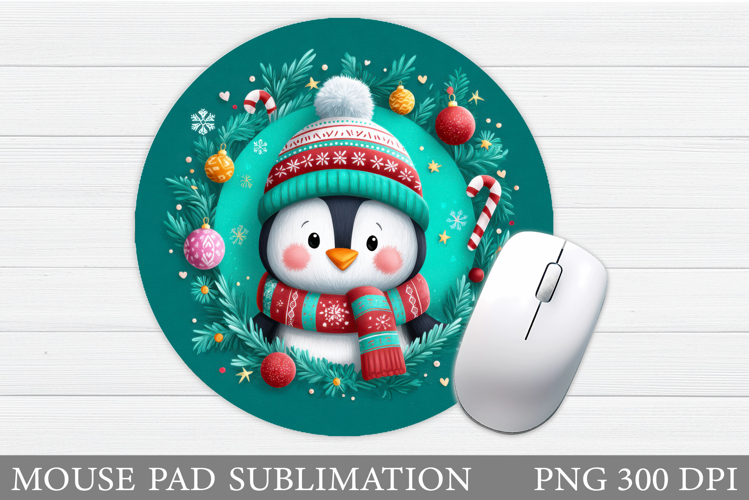 Christmas Penguin Mouse Pad. Christmas Mouse Pad Design