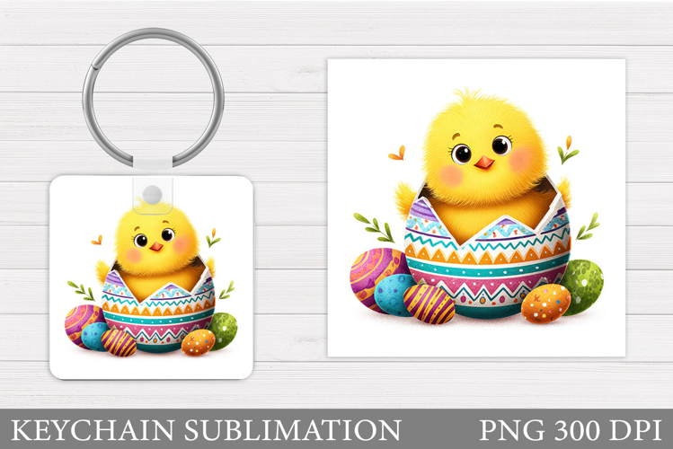 Easter Chick Keychain Sublimation. Easter Keychain Design