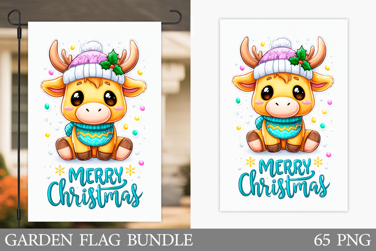 Christmas Cow Garden Flag. Christmas Garden Flag Sublimation