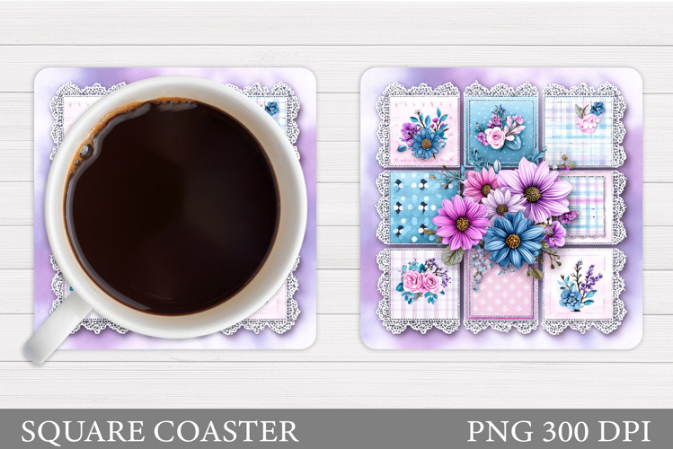 Flowers Coaster Sublimation. Floral Coaster Design