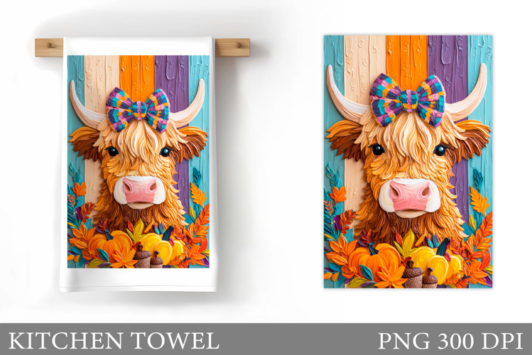 Fall Cow Kitchen Towel. Fall Kitchen Towel Sublimation