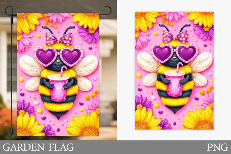 Bee Garden Flag Design. Cute Bee Sublimation