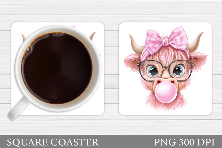 Cute Cow Coaster Design. Funny Cow Sublimation